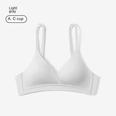 French-style triangle cup cotton small bust uplifting non-empty cup bra for women, thin underwire-free bra