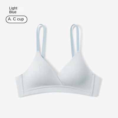 French-style triangle cup cotton small bust uplifting non-empty cup bra for women, thin underwire-free bra